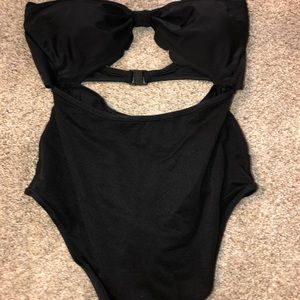 strapless cupshe black one piece! size small!